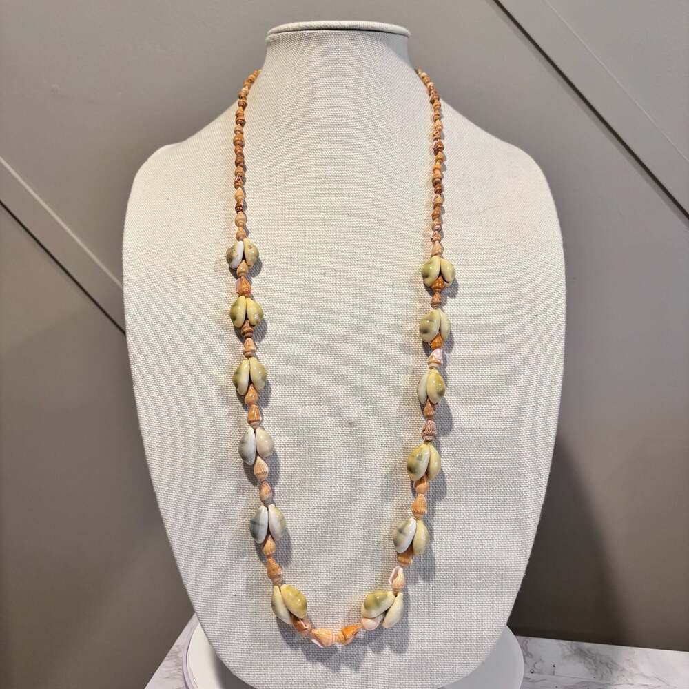Vintage Hawaiian Cowrie Shell Long Necklace